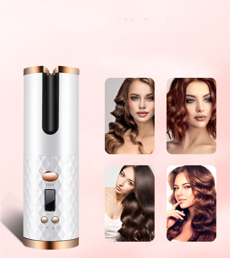 Rechargeable  Portable Hair Curling Iron LCD Display Ceramic Curly Rotating Curling Wave Styer