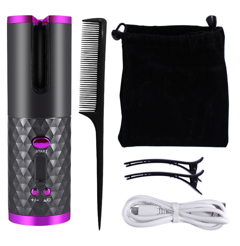 Rechargeable  Portable Hair Curling Iron LCD Display Ceramic Curly Rotating Curling Wave Styer